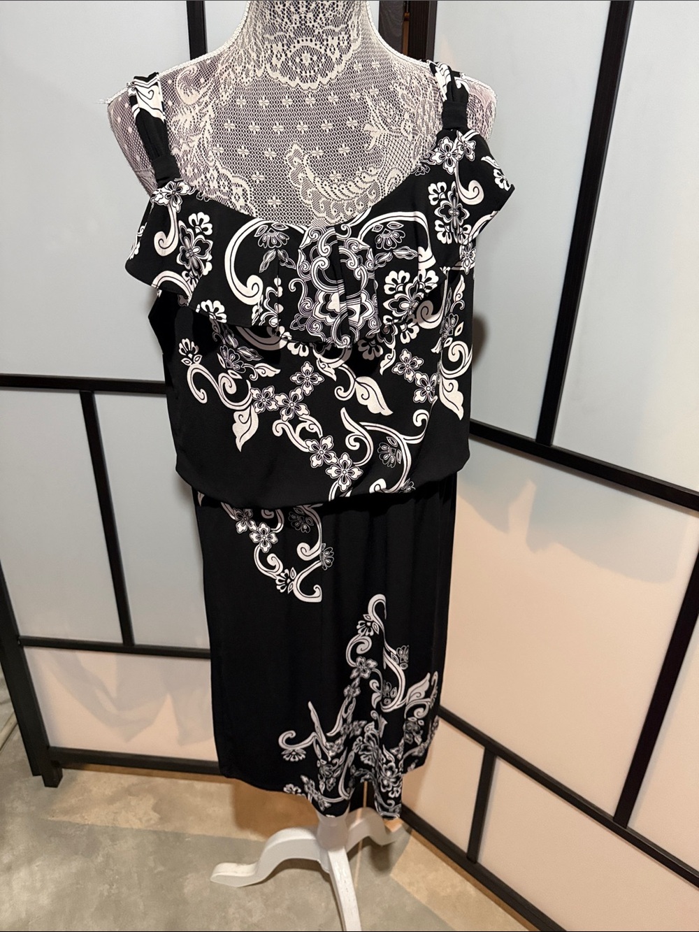 Style & Co. Black and White Floral-Print Sundress